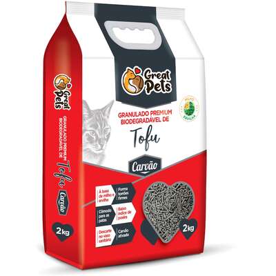 Granulado Higiênico Great Pets Biodegradável de Tofu Carvão 2kg
