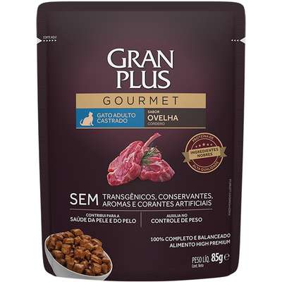 Ração Úmida GranPlus Sachê Gourmet Trato Urinário | Ovelha 85g cx 18un