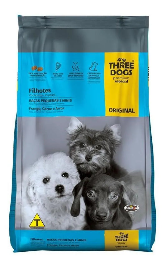 Ração Three Dogs Filhotes 10 Kg | Premium especial raças pequenas e minis